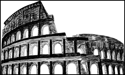 Colosseum illustration for the B1 Preliminary PET Speaking Task 3 holiday discussion