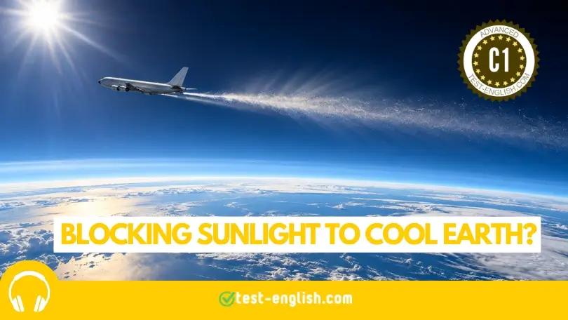 Aircraft releasing reflective particles above Earth for a C1 listening test on solar geoengineering